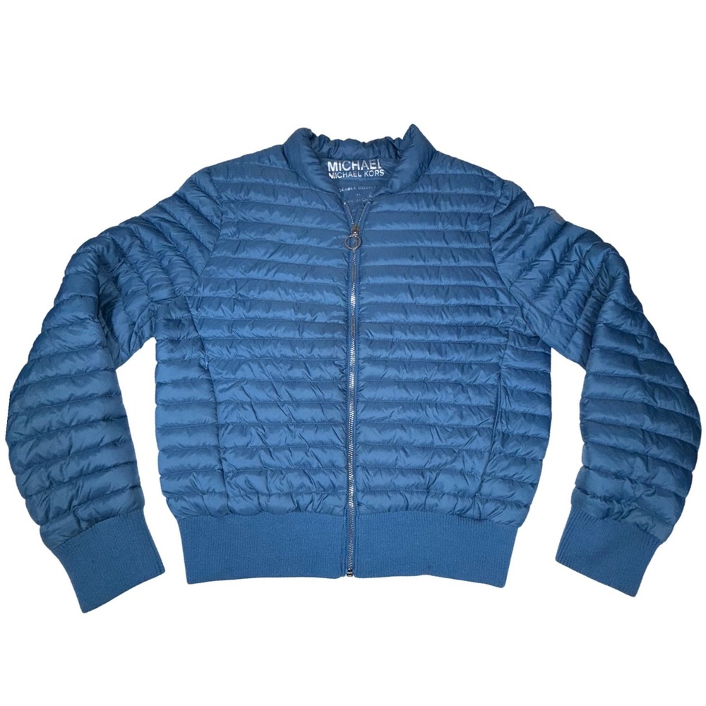 MICHAEL Michael Kors Packable Down Puffer Bomber Jacket Women's M Blue